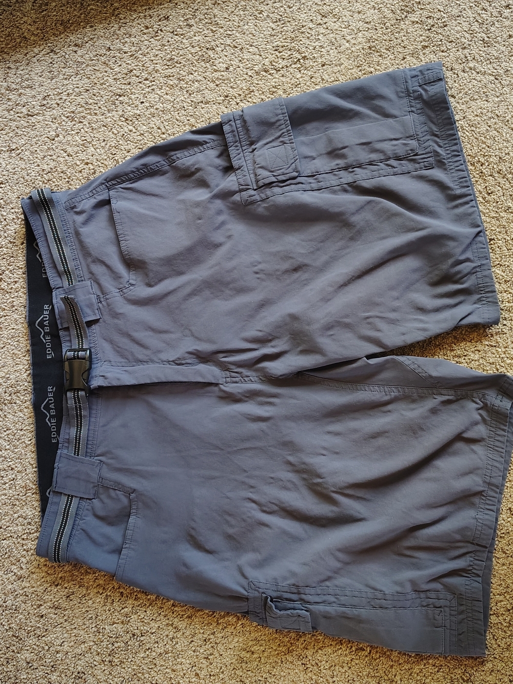 Eddie Bauer Men's Travex Guide Blue Cargo Shorts With Belt Pockets Size 36